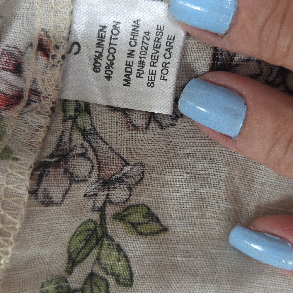 Hester & Orchard Floral Beige Women's Blusa Small Size - Picture 7 of 7